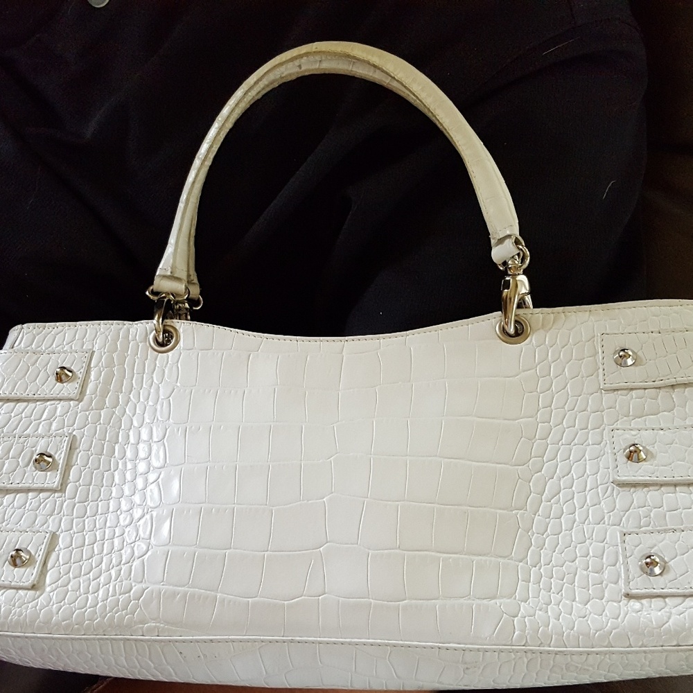 Jennifer Scott white croc Buckles purse